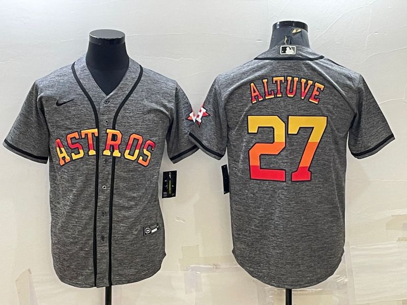 Men Houston Astros #27 Altuve Grey hemp ash Rainbow Game Nike 2022 MLB Jerseys->houston astros->MLB Jersey